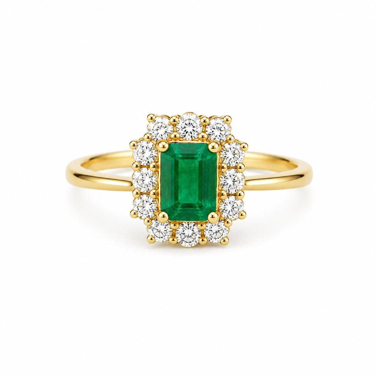 Esmeralda Rectangular con Moissanitas